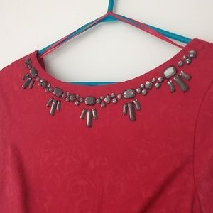 Smart Set Brocade Dress Embellished Neckline Cap Sleeves Size XS